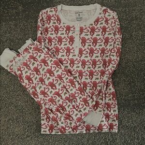 Roller Rabbit Pink and White Monkey Print Pajamas